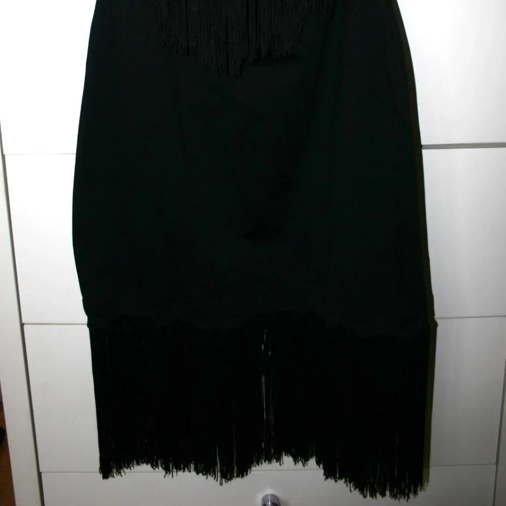 OZBEK Black Fringe Cocktail/Party Dress Made in Italy Size 6 Vintage Worn Once - Picture 10 of 12